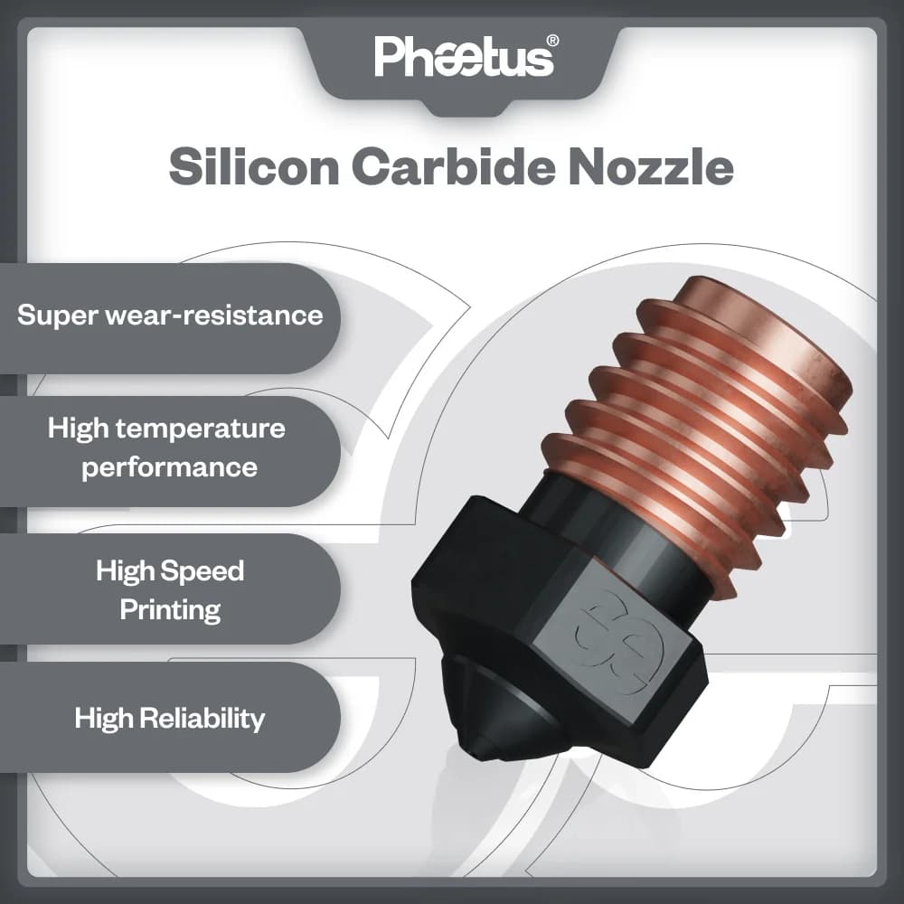 Boquilla de Carburo de Silicio Phaetus V6, Duradera, Reduce la Adherencia, para Accesorios de Impresora 3D, Boquillas M6 Prusa Voron VzBoT Hotend