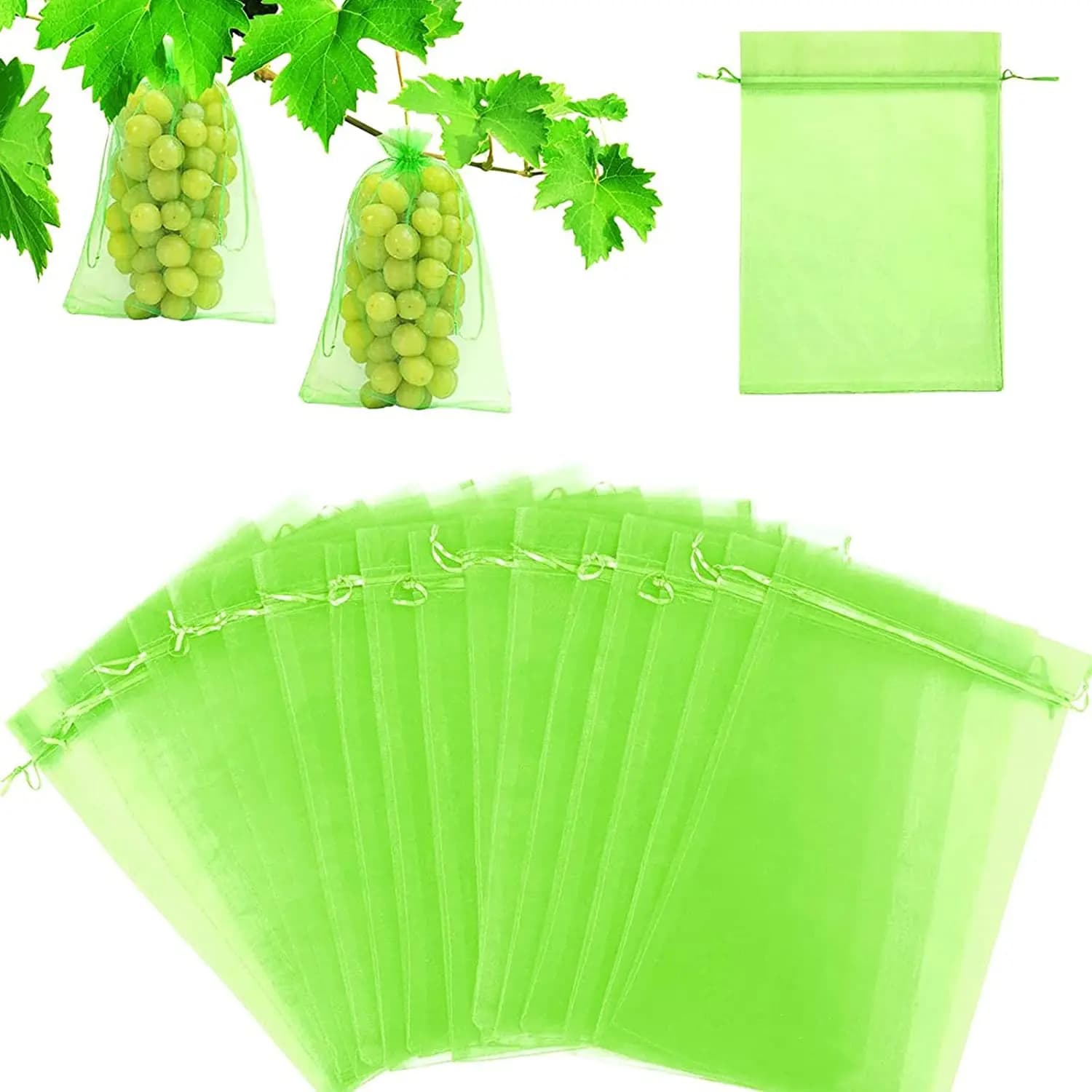 100/50/20 piezas bolsas de protección de uvas con cordón bolsa de malla de protección de frutas bolsas protectoras para bolsas de regalo de Organza