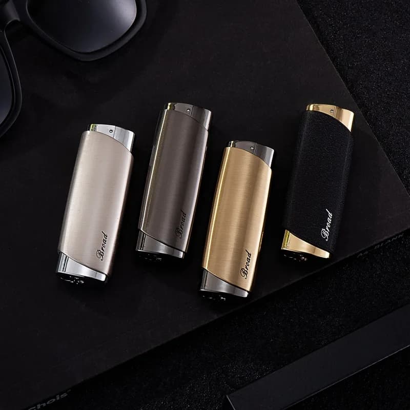 Encendedor de cigarrillos de Metal ancho a prueba de viento para hombres, antorcha de chorro, llamas de Gas, encendedores inusuales, accesorio para
