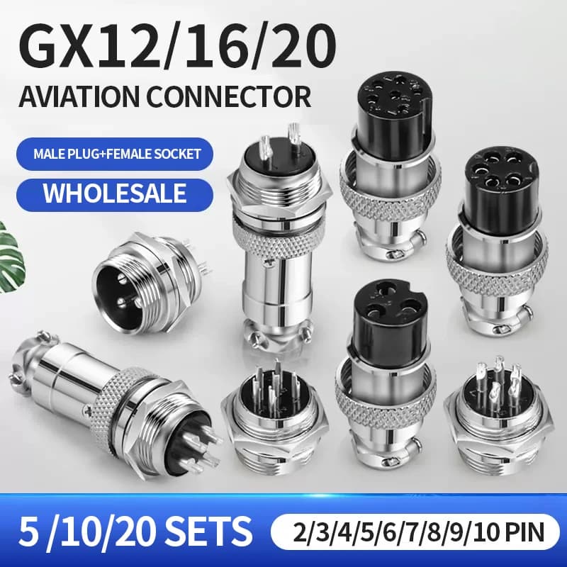 Juego de conectores de aviador de acoplamiento macho y hembra, enchufe de aviación, tuerca trasera, GX12, GX16, GX20, 2, 3, 4, 5, 6, 7, 8, 9, 10, 12,