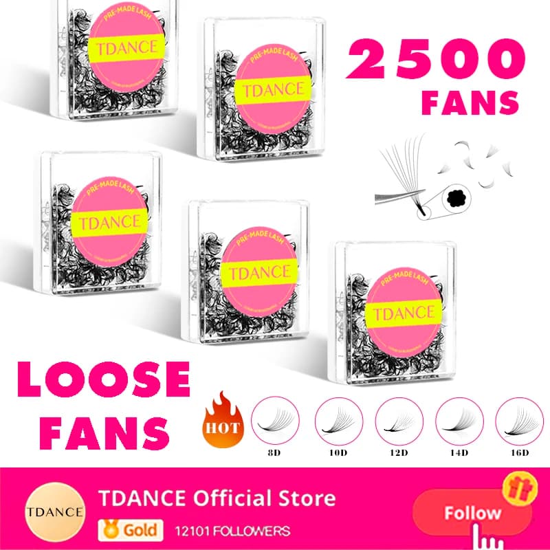 TDANCE 2500 ventiladores Base puntiaguda ventiladores sueltos 5 unids/lote profesional tallo medio afilado fino Pro-made volumen Fans extensiones de