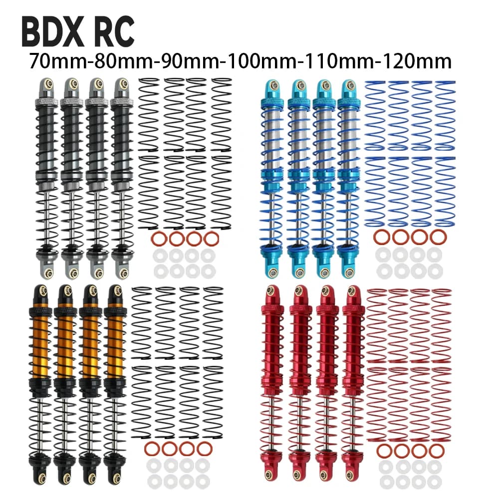 Amortiguador de aceite de Metal 70mm 80mm 90mm 100mm 110mm 120mm para coche trepador de control remoto Axial SCX10 AXI03007 RBX10 D90 TRX4 1/10
