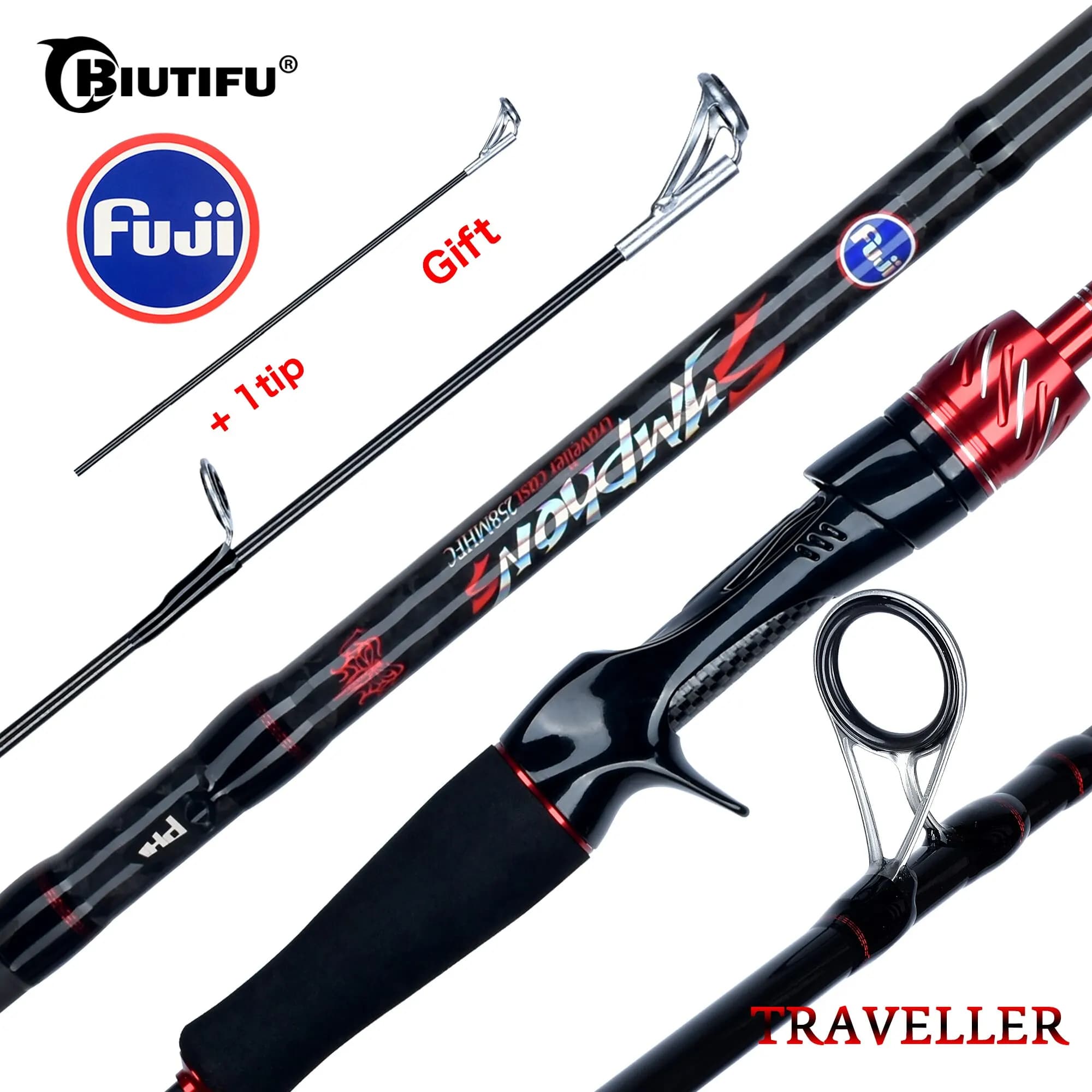Fundición de spinning para viajeros de BIUTIFU, caña de pescar de 1,8/2,1/2,4/2,7/3,0 M de carbono PHISHGER Fast 5-42G