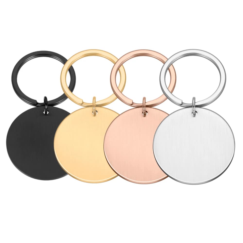 Venta al por mayor, 10 Uds., etiqueta redonda de identificación de perro de acero inoxidable, colgantes en blanco para collares, joyería DIY