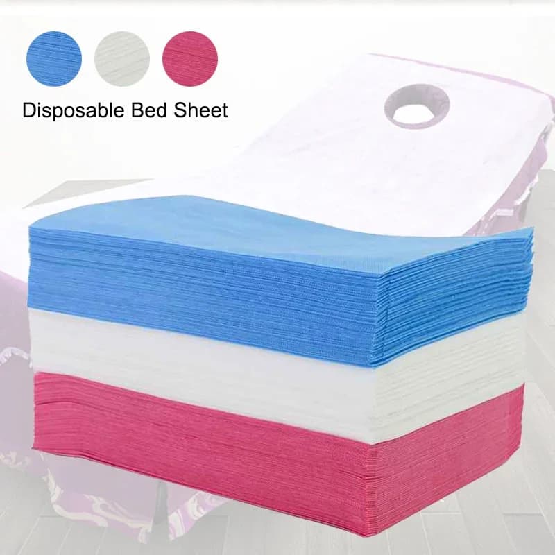 100 unids/pack hoja de cama desechable tela SMS tipo fino mesa de masaje cubierta de cama para salón de belleza hoja de Hotel de viaje portátil