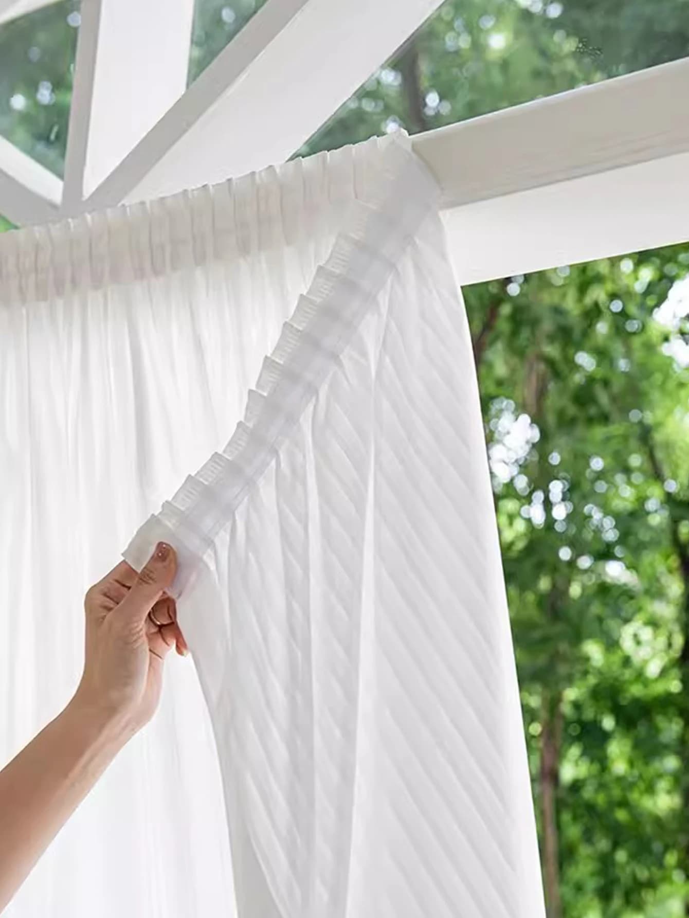 Cortina transparente blanca, fácil de instalar, cierre de gancho y bucle para decoración de habitación y fiesta, cocina, hogar, sala de estar, 1
