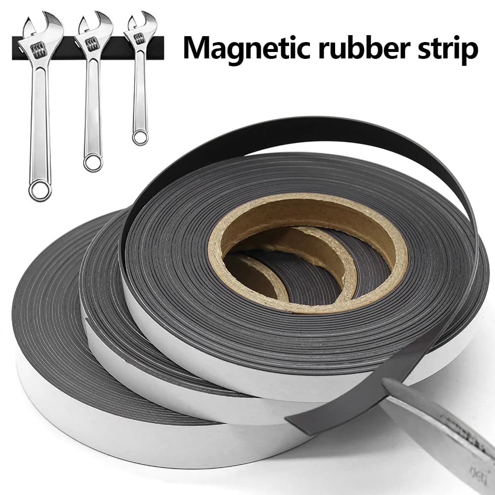 Tira magnética autoadhesiva, cinta magnética de goma, raya magnética fuerte y Flexible para carteles fotográficos de refrigerador, corte libre DIY