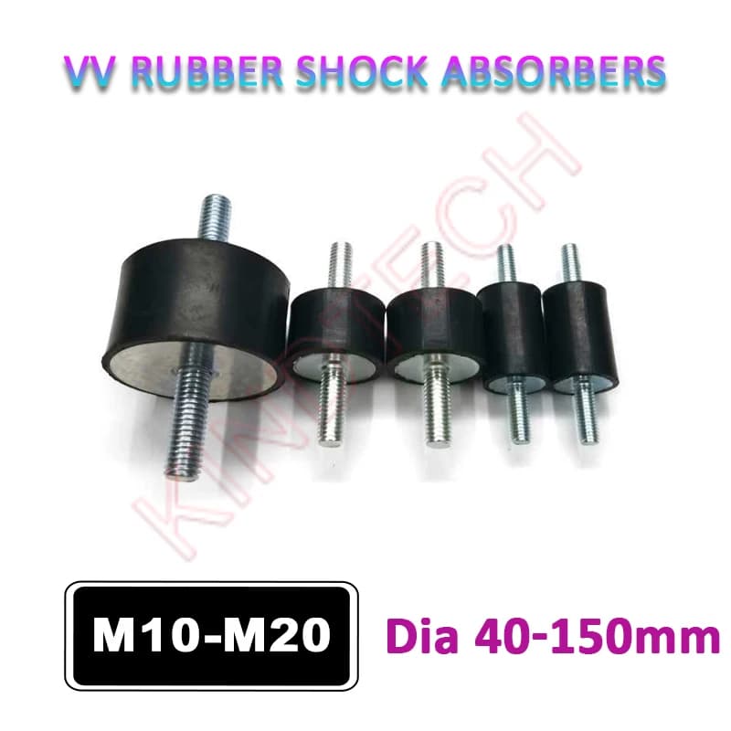 1 Uds doble rosca macho M10 M12 M16 M20 montaje de goma antivibración amortiguadores macho-macho tipo VV diámetro 40-150mm bloque silencioso
