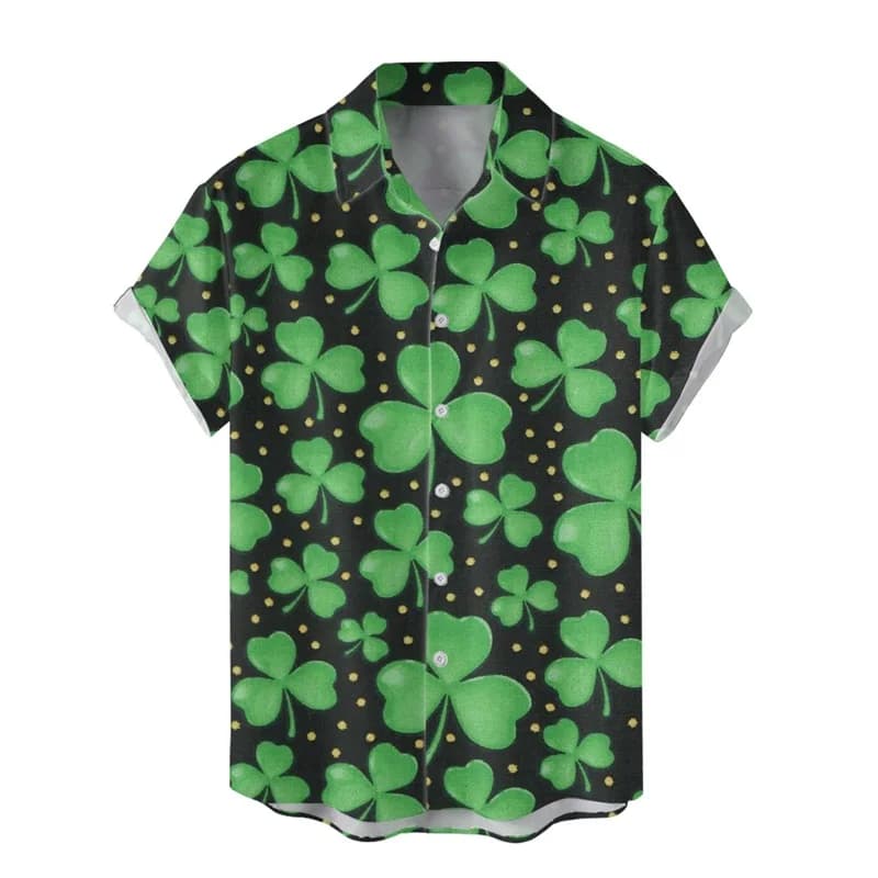 Camisa del día de San Patricio para hombre, estampado 3d, divertido trébol verde, camisas del día de San Patricio, camisa informal con botones de