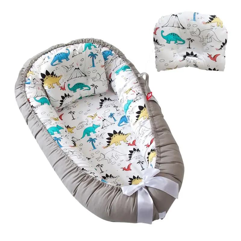 Cama nido para bebé con almohada, tumbona portátil para bebé, tumbona ajustable para recién nacido, cuna de viaje, parachoques de cama suave y