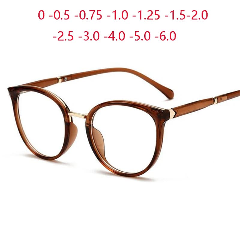 Gafas graduadas ovaladas con luz azul y pierna de primavera para mujer TR90, gafas de visión corta con forma de ojo de gato, dioptrías de
