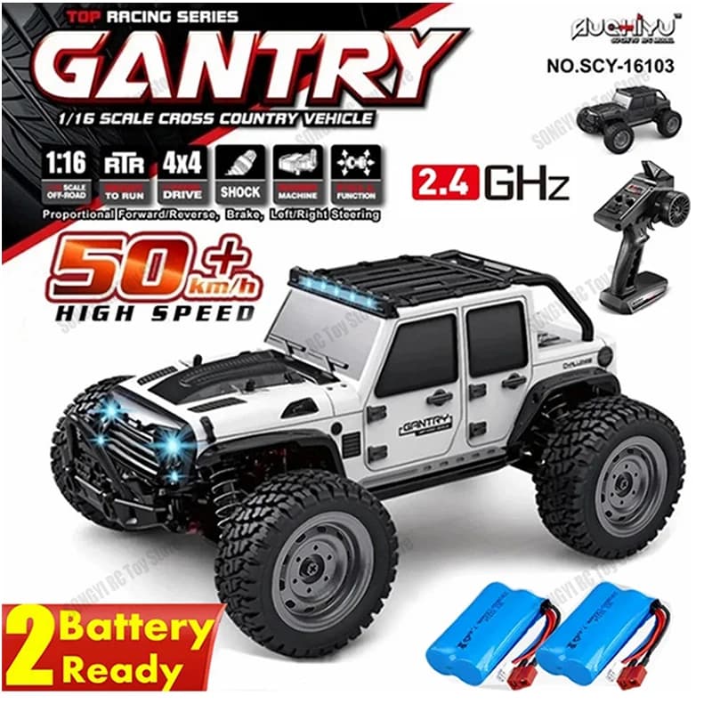 Coches Rc de 50 o 80 KM/H 1/16 todoterreno 4WD con LED 2,4G, camión monstruo con Control remoto impermeable para adultos y niños, juguete para