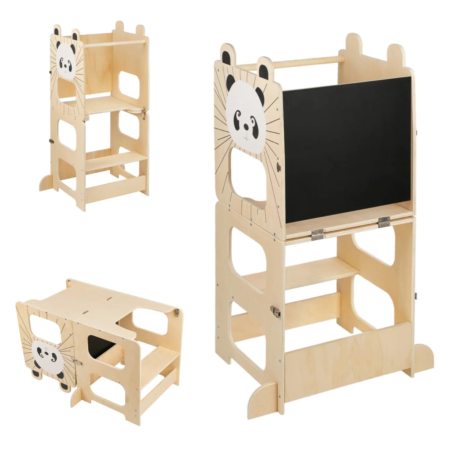 Torre de aprendizaje Montessori 3 en 1, convertible en una mesa para niños con silla: taburete de cocina y silla de pie