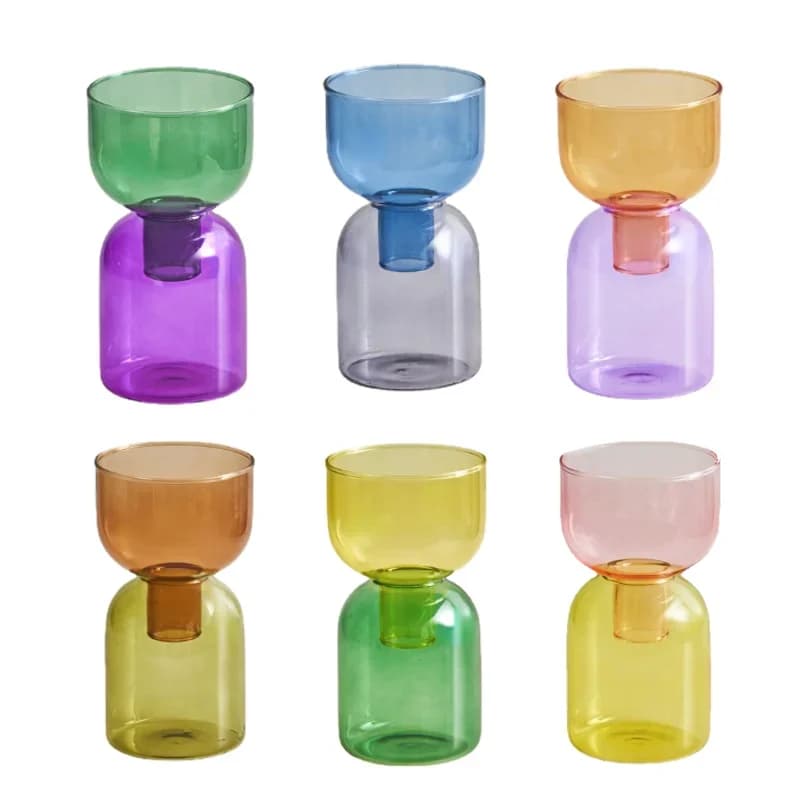 Juego de 2 Mini jarrones para terrario, maceta para plantas hidropónicas, florero de cristal, portavelas de flores para boda, decoración, florero de