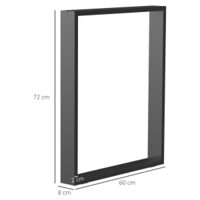Patas de mesa, juego de 2, patas para mesa, patas para muebles de perfiles cuadrados, para mesa de centro y mesa de comedor, acero, negro, 60x72 cm