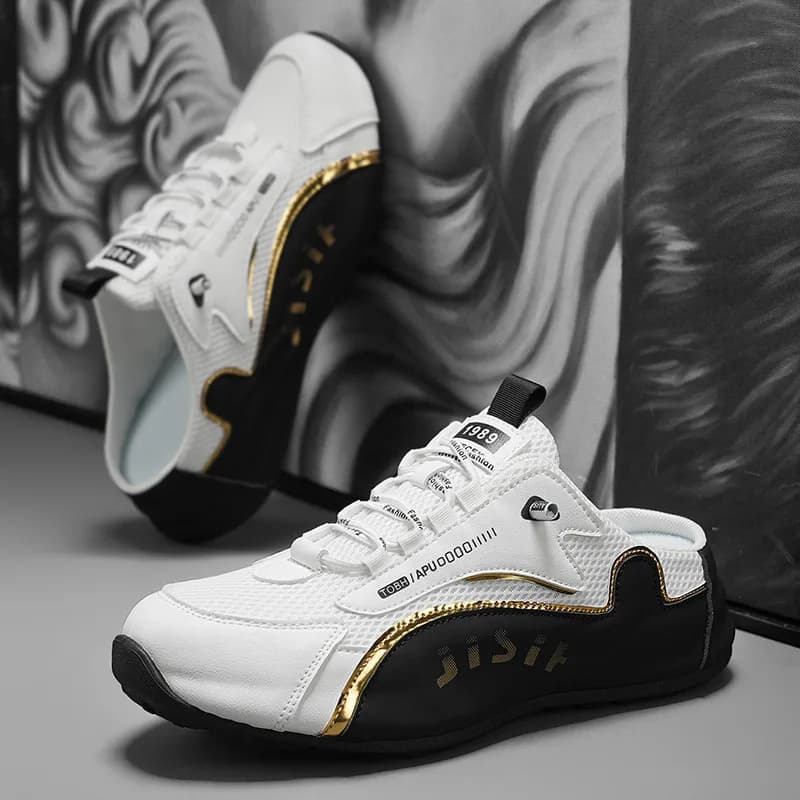 Zapatillas informales con punta cerrada para hombre, zapatillas de deporte cómodas y transpirables con suela suave, zapatos de tenis sin cordones a