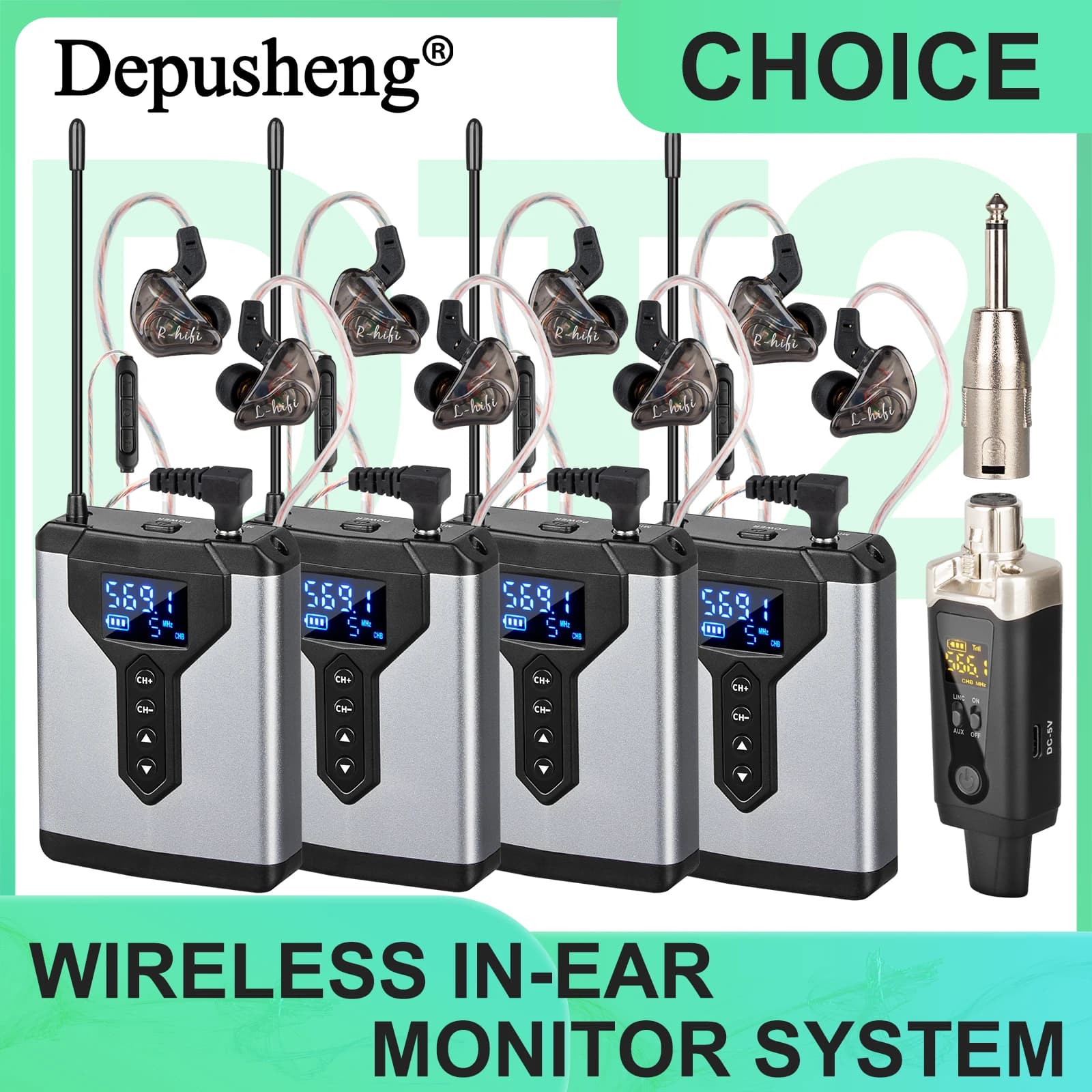Sistema inalámbrico de monitoreo intrauditivo UHF estéreo, transmisor y receptor DT1/2/4 para estudio de actuación de escenario de música en vivo