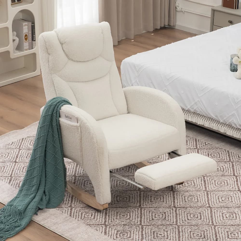 Sillón de Estilo Nórdico con Tapizado de Tela - Sillón Reclinable con Reposabrazos, Suave y Cómodo, Capacidad de Carga de 110 kg
