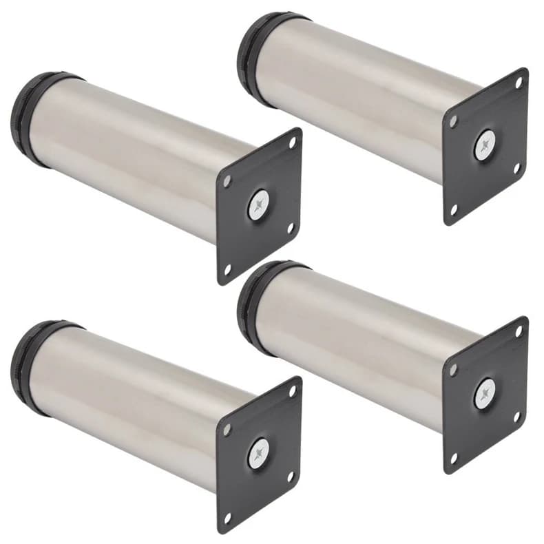 4 Patas Ajustables de Acero Inoxidable para Muebles, Patas de Repuesto de Metal para Sofá Cama, Mesa, Gabinete, Altura de 5-25 cm