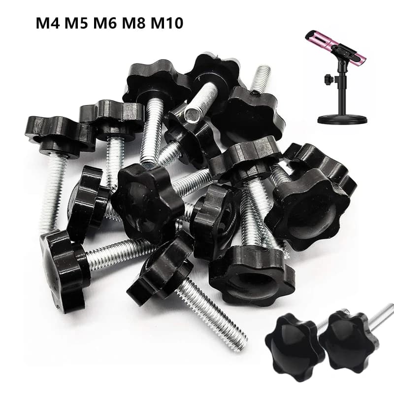 5/10 Uds M4-M10 forma de estrella mango de sujeción de rosca perno perilla de mano de baquelita tornillo de apriete equipo industrial acero plástico