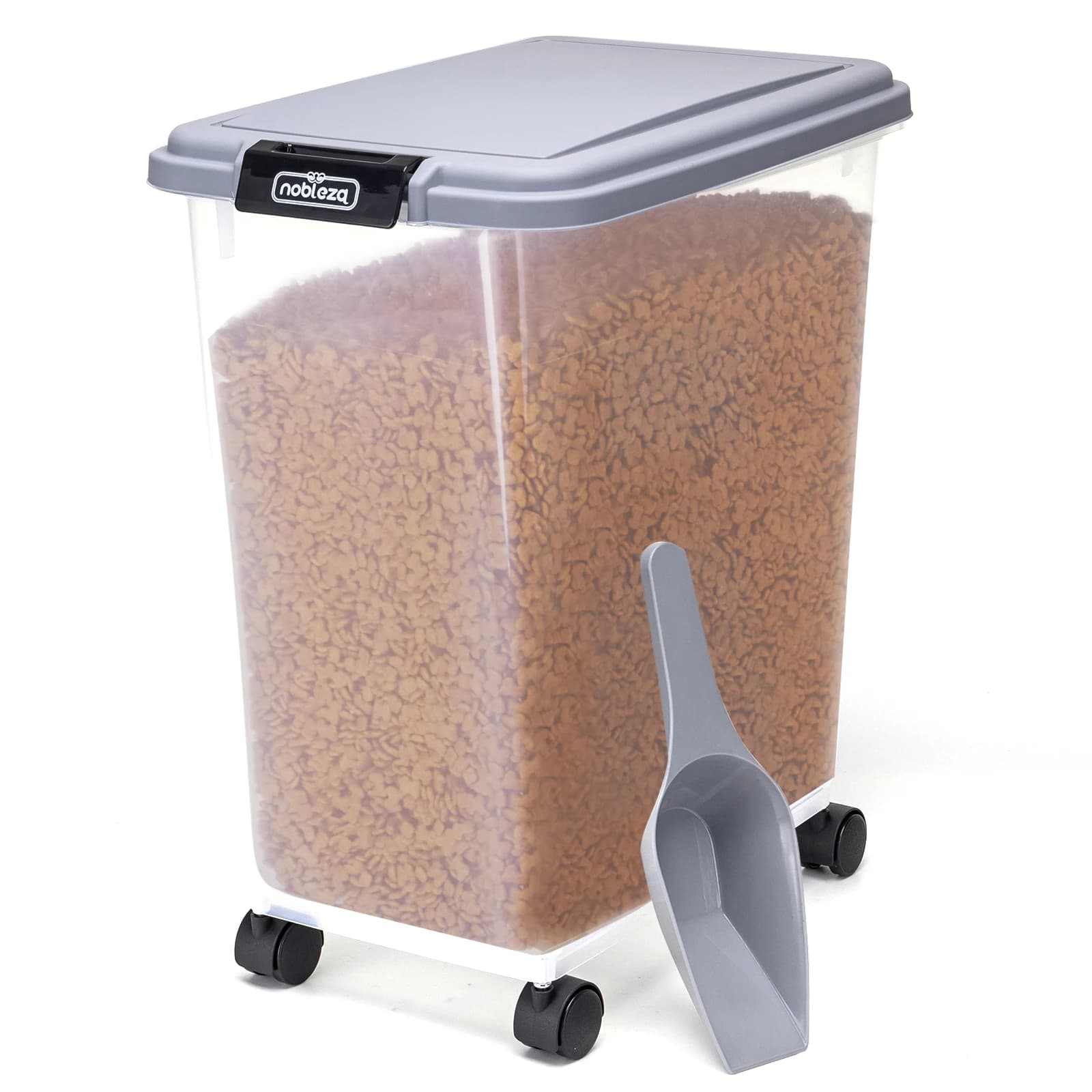 Nobleza 20/30/40L Contenedor pienso con ruedas，Contenedor de Comida para Mascotas, Mascotas Caja de Alimentos con Ruedas Contenedor, Tapa abatible,