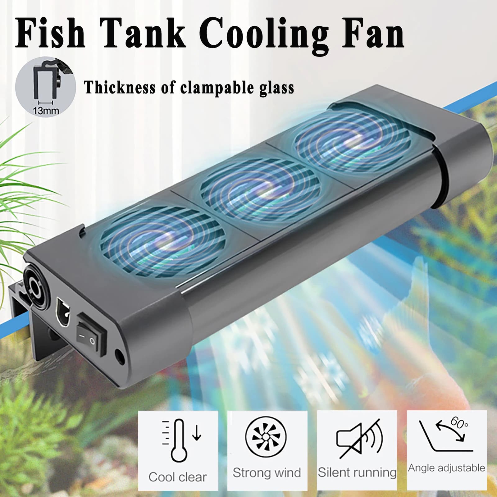 Ventilador de enfriamiento del tanque de peces del acuario 220V 135 ° Ventilador de enfriamiento de disipación de calor con control de temperatura