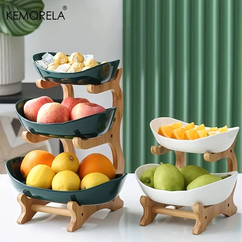 Plato de fruta de 2/3 capas para el hogar, recipiente de plástico para aperitivos, creativo y moderno, cesta de frutas secas, soporte para pastel y