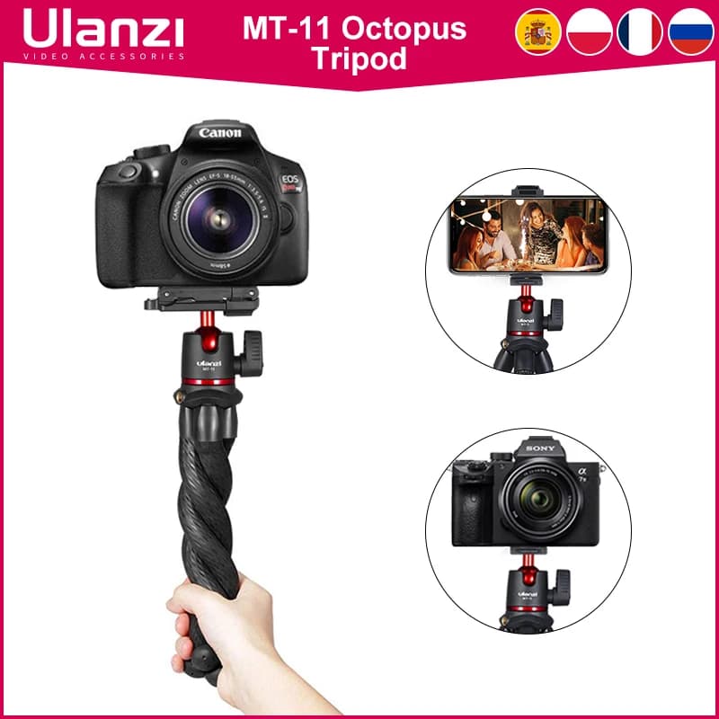 Ulanzi MT-11 trípode de pulpo Flexible Smartphone DSLR SLR Vlog trípode viaje portátil 2 en 1 trípode extender 1/4 tornillo brazo mágico