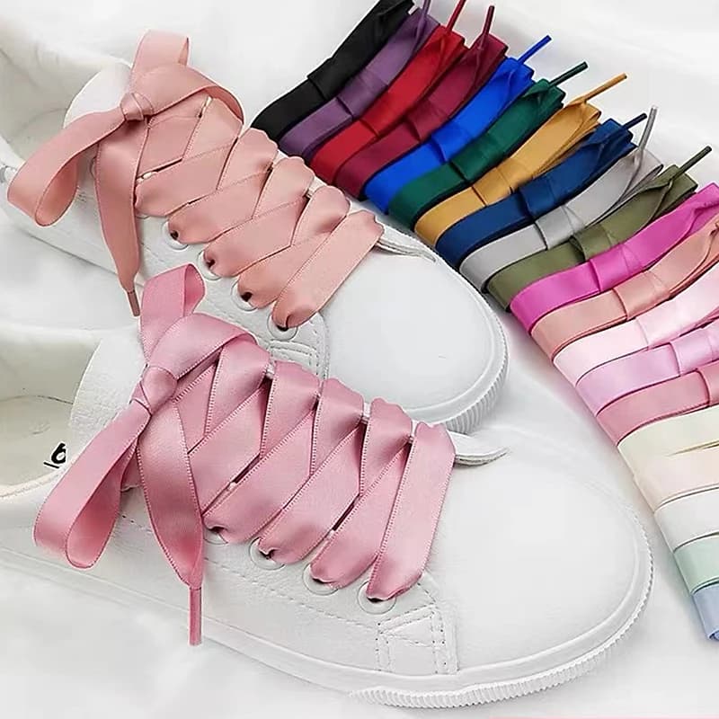 Cordones de Seda para Zapatos, Cinta de Satén, Cordones Planos para Zapatillas de Mujer, Cordones para Botas, Longitud 80CM 100CM 120CM 150CM