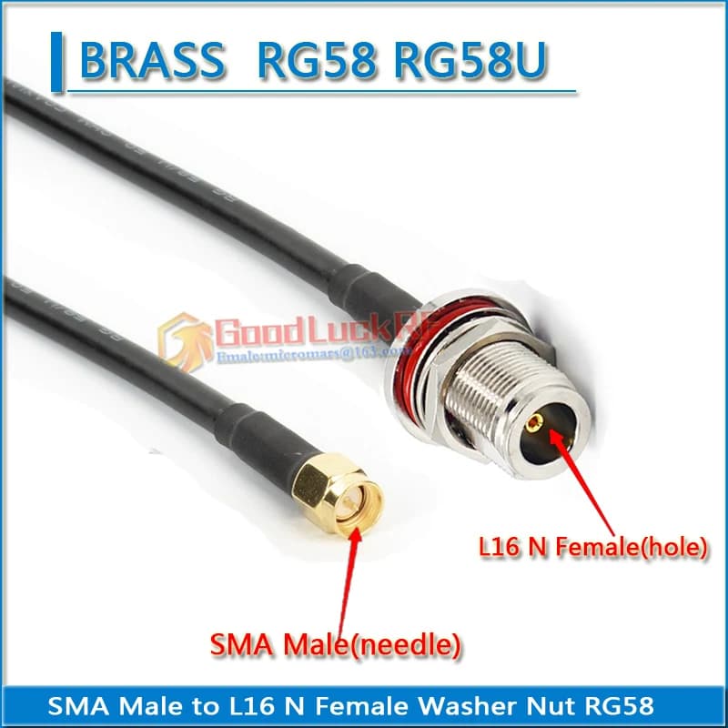Cable de extensión con conector RF L16 N hembra impermeable a RP-SMA RPSMA SMA macho hembra Pigtail Jumper RG58 RG-58