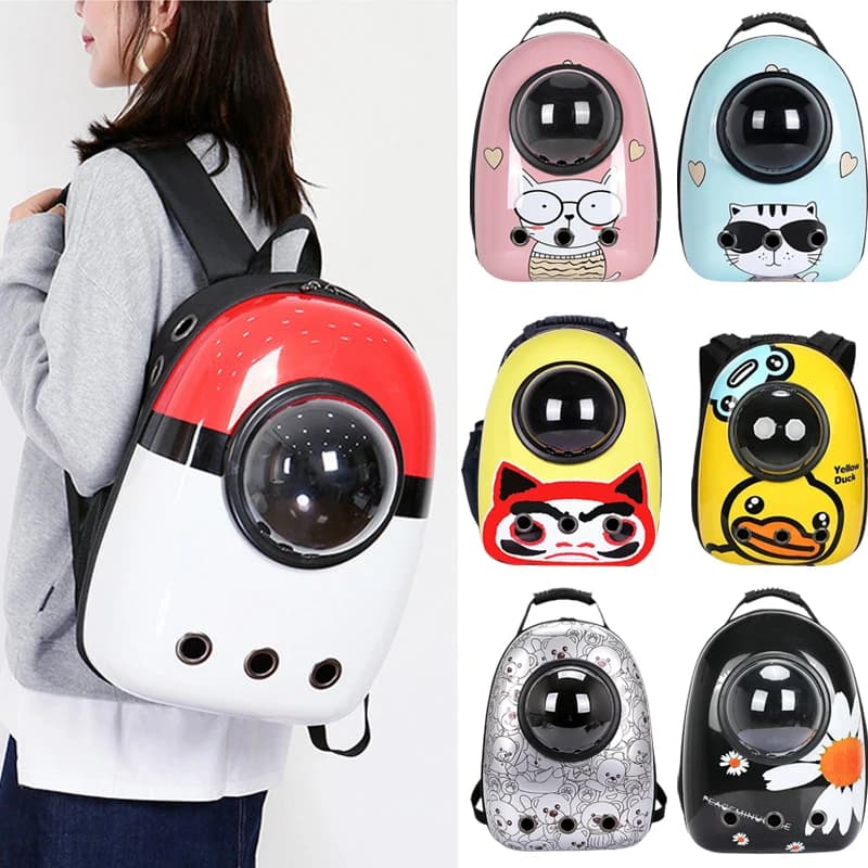 Mochila transportadora para cachorros y gatos, transpirable, tipo cápsula espacial, para mascotas, suministros para gatos, cabras, transportador para