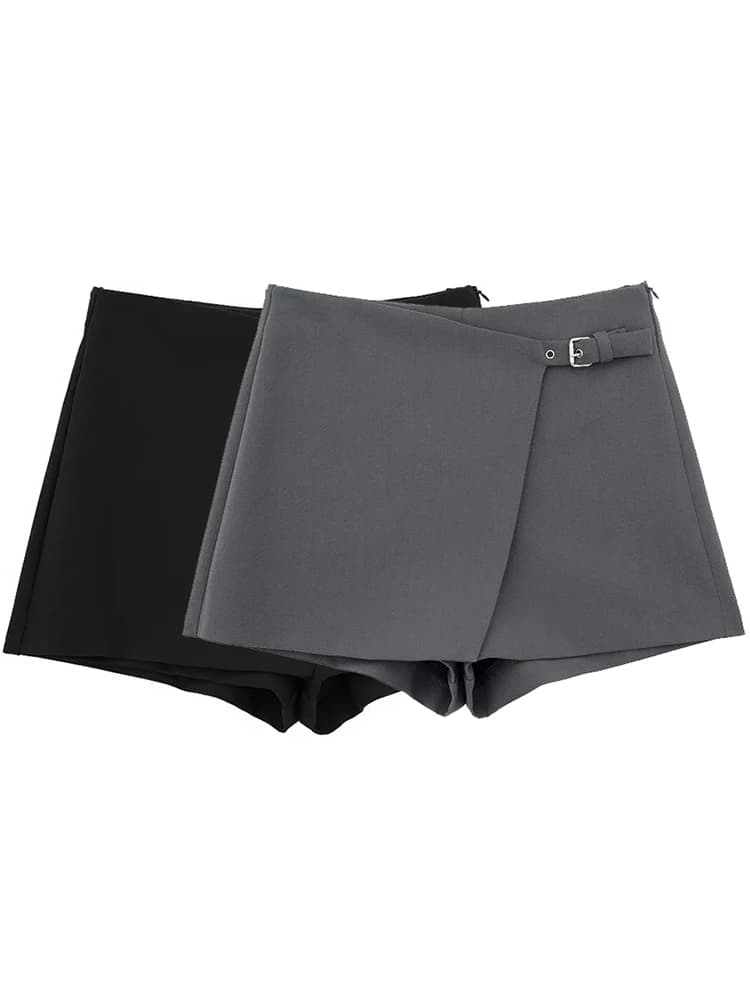 Willshela, minifaldas con cremallera lateral y vendaje liso a la moda para mujer, pantalones cortos Vintage de cintura alta, pantalones cortos