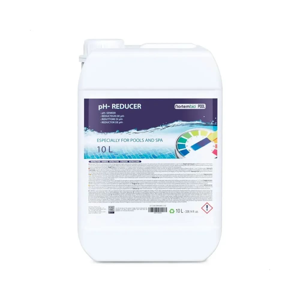 Nortembio Reductor pH- Minus 10L Piscinas y Spas. Mejora la calidad del agua de manera segura para la salud. Regulador de pH.
