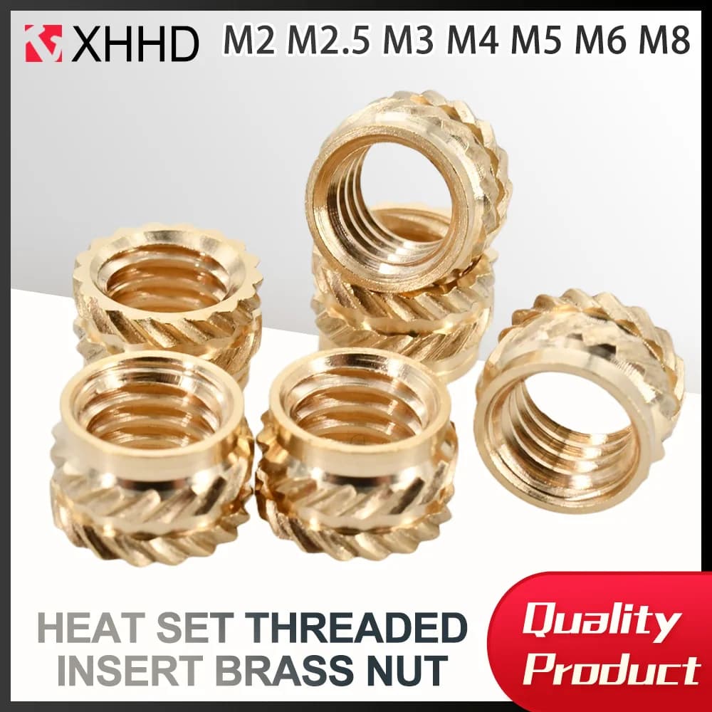 100-300 Uds M2 M2.5 M3 M4 M5 M6 M8 juego de calor inserto roscado tuerca de latón insertos moleteados de fusión en caliente tuercas de cobre de