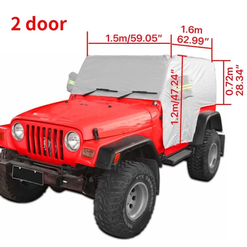 Cubierta de protección solar plateada para Jeep Wrangler TJ 1997-2006, cubierta para lluvia y nieve, cubierta de medio coche resistente a la