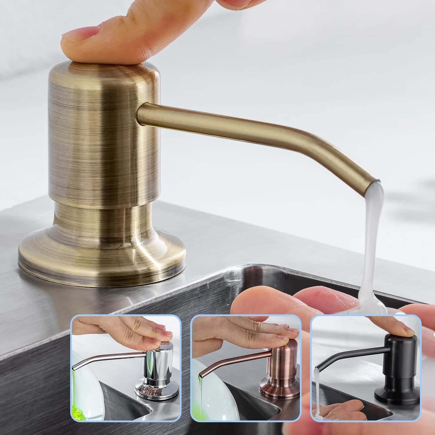 Dispensadores de jabón para cocina y baño, botella de PE líquida con bomba de acero inoxidable, 500ml