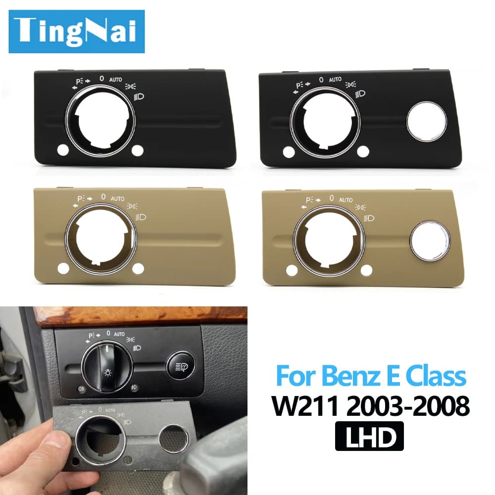 Cubierta de interruptor de faro delantero izquierdo para salpicadero de coche LHD, embellecedor para Mercedes Benz W211 Clase E 320 350 550 2003-2008