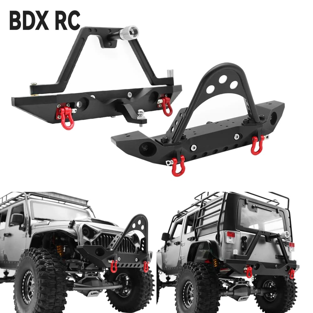 Parachoques trasero delantero de metal con neumático de repuesto de 1,9" para 1/10 RC Crawler Axial SCX10 y SCX10 II 900046   AXI03007 GRT 86181