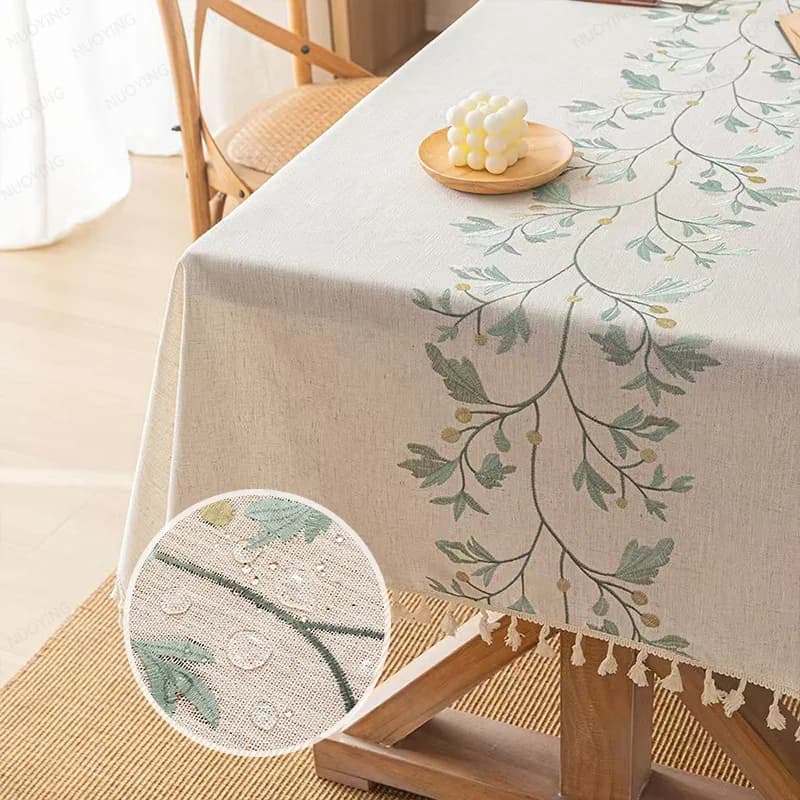 Mantel Rectangular de Algodón y Lino, Impermeable, Antipolvo, Decorativo, de Tela Resistente, para Mesa de Cocina, Comedor y Decoración del Hogar