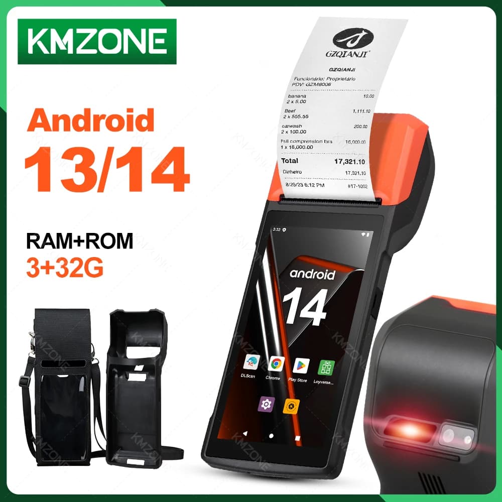Impresora PDA portátil Android 13/14, impresora térmica de recibos móvil de 58MM, pantalla táctil de 5,5 pulgadas, Bluetooth, Wifi, NFC, escáner