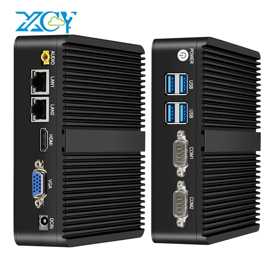 Mini PC Sin Ventilador XCY Intel Celeron J6412 N5095 2x GbE LAN 2x RS232 HDMI VGA WiFi 4G LTE Windows 10 Linux Ordenador Industrial