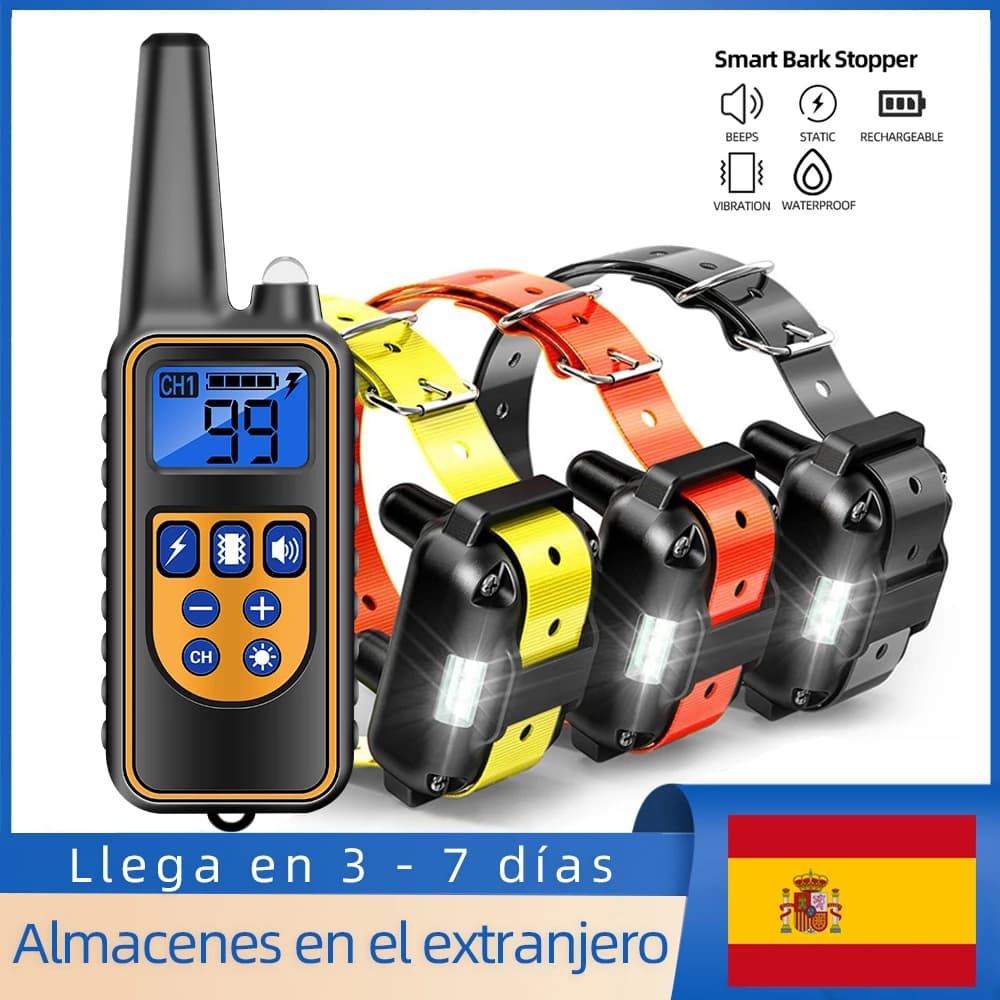 Collar de entrenamiento eléctrico para perros, Collar impermeable para corteza de perro, mascota con Control remoto, dispositivo antiladridos