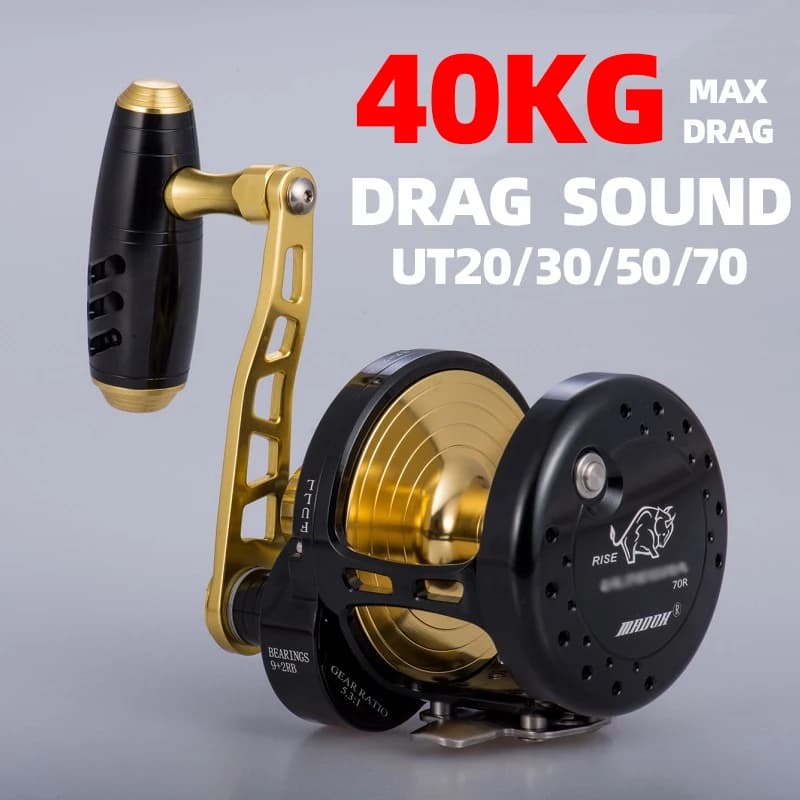 Carrete de pesca MADOX 11BB rueda de tambor de agua salada carrete de Jigging lento arrastre máximo 40KG sonido de arrastre