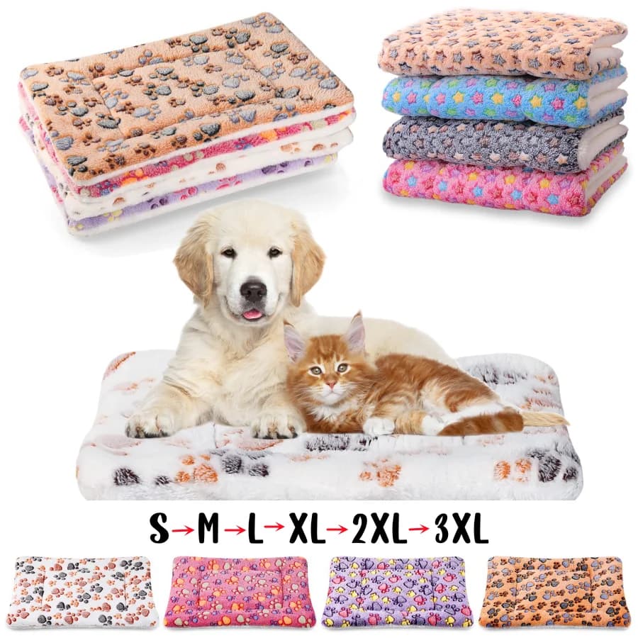 Cama de franela de gran tamaño para perros, cama gruesa para gatos, estera para dormir, manta para cachorros, gatitos, alfombra para cama para perros