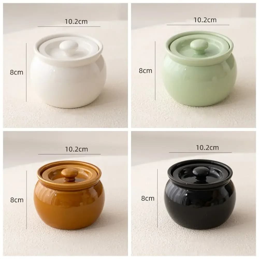 Gran oferta, tarro de cerámica para almacenamiento de alimentos, olla para estofado con tapa, Mini olla para cocinar al vapor antiadherente gruesa