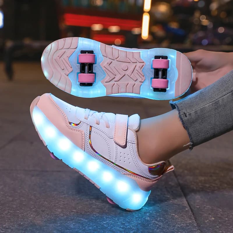 Zapatos luminosos para patines con ruedas, zapatillas extraíbles, zapatos con ruedas para niños, zapatos deportivos con carga USB, zapatos para