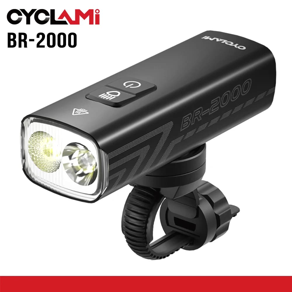 Faro de bicicleta CYCLAMI de 2000 lúmenes, linterna para manillar Type-C, resaltador de carretera de montaña BR2000, luz frontal de aleación de