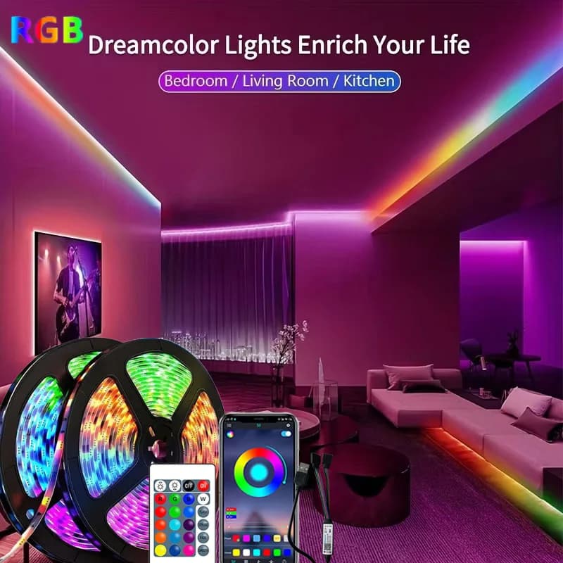 Tira de luces LED RGB de 1-30M, 5V, USB, Bluetooth, 24 teclas, cinta Flexible con Control remoto, cambio de Color, cinta de lámpara LED para