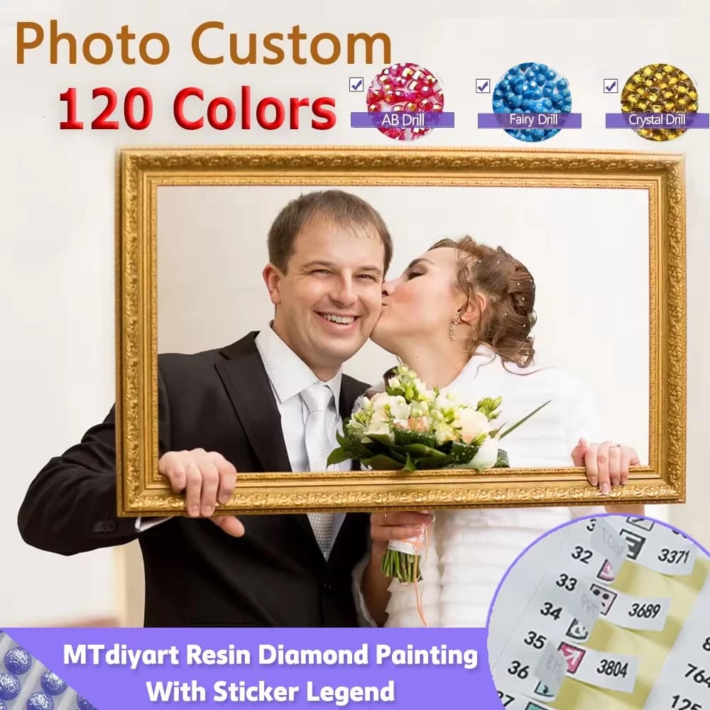 Foto personalizada 120 colores con pegatina leyenda resina diamante pintura cuadrado cristal Hada polvo AB 5D DIY decoración bordada privada