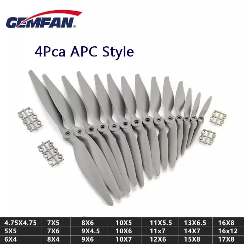 4 Uds Gemfan APC hélice de nailon 5050 6040 7050 7060 8040 8060 9045 9060 1050 1060 1070 1155 1260 1365 1470 Prop para avión RC